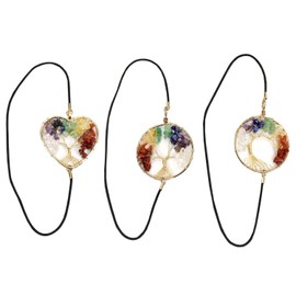 Pack of 3 Tree of Life Bookmarks, Elastic Band, Elastic Bookmarks, Colourful Chakra Bookmarks, Creative Tree of Life Bookmarks, Gift Bookmarks for Book Lovers