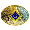 Free Masons Emblem Belt Buckle - Polished Silver Finish