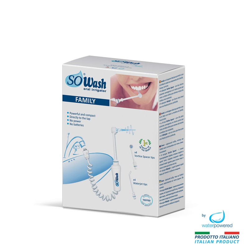 SOWASH - Verpackung "FAMILY" - am Wasserhahn anschließbare Puls-Munddusche für