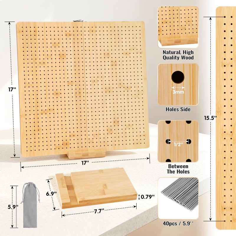 NewEle 17.0" Foldable Crochet Blocking Board with 40 Stainless Steel