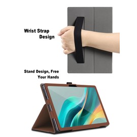 Case for DOOGEE T36 12 inch, DOOGEE T36 Tablet Protective Case, Folding Stand Protective Case with Pen Holder and Wrist Strap, Comprehensive Protection (Brown)