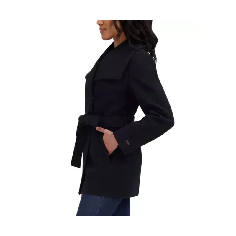 Tahari Women's Coat Wrap Faux Wool Water-Resistan