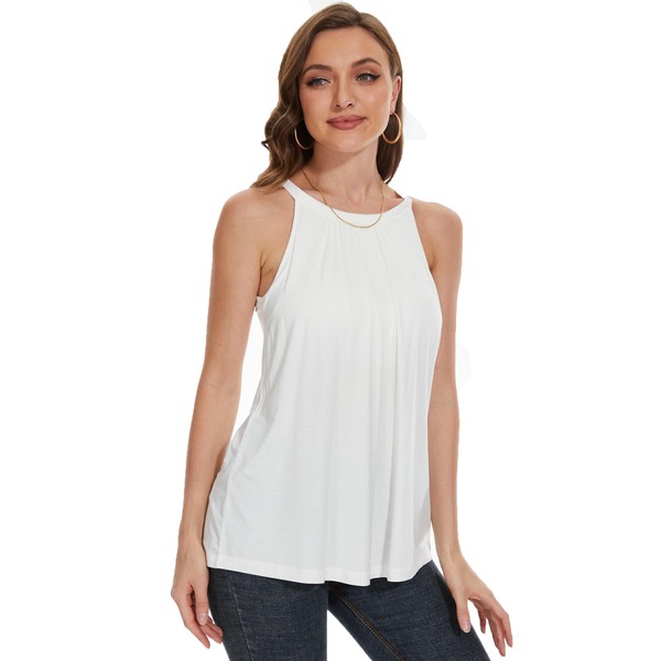 Plus Size Halter Tank Top with Padded Bra Cup for