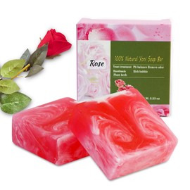 2 PCS Yoni Soap Bars for Women, 100% Handmade Natural PH Balanced & V Cleansing Soap for Women, All Natural Odor Remover with Bubble Foam Net, Yoni Wash Away Odor Deodorant 3.53oz/100g (pink)