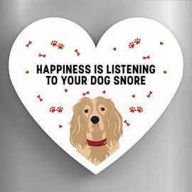 Global Designs Spaniel Happiness Is Your Dog Snoring Katie Pearson Artworks Heart Shaped Wooden Magnet