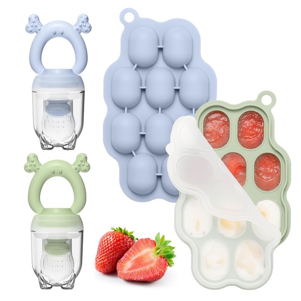 KingKam Baby Breastmilk Popsicle Molds & Baby Fruit Feeder (2