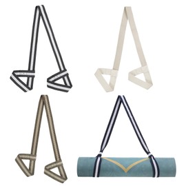 PATIKIL Yoga Mat Strap, 4 Pack Adjustable Yoga Mat Carrier Straps Sling Cotton Anti Slip Mat Holder Stretching Band for Exercise, White/Grey White/Black White/Blue White