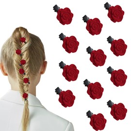30 PCS Red Velvet Mini Rose Flower Hair Clips, Flower Hair Accessories for Women Girls Wedding Bridesmaid Bride