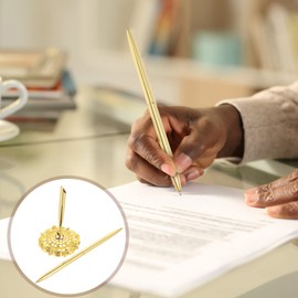 Ciieeo 2pcs Signing Pen Wedding Guestbook Black Pens Ballpoint Gold Table Decor Camo Rose Gold Suit Wedding Table Decor Office Bank Pens Desktop Decor Pen Set Metal Hollow Bride