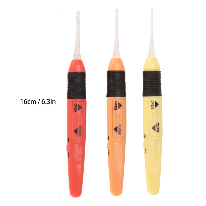 3 Pcs Lighted Crochet Hooks Set 2.5mm 3.0mm 3.5mm Lightweight