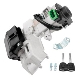 Ignition Switch Lock Cylinder, Compatible with 2003-2005 Honda Civic 1.3L / 2001-2005 Honda Civic 1.7L, Assembly with Key (with Chip)