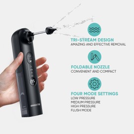 EarBrite Electric Earwax Removal Kit - Professional Water Powered Flush Irrigation Lavage Cleaning Unclogger System Machine for Clogged Ears - Ear Canal Cleaner Washer Flosser Flusher Device