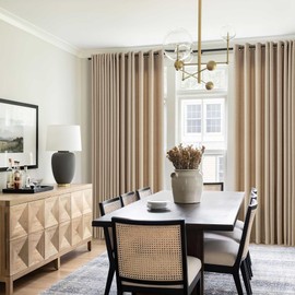 Flax Linen Extra Long Curtains 120 Inch Length for Living Room 2 Panels Grommet Drapes Light Filtering Semi Sheer Privacy Khaki Brown Tan Walnut Curtains for Dining Room Sliding Door 10 FT 52x120