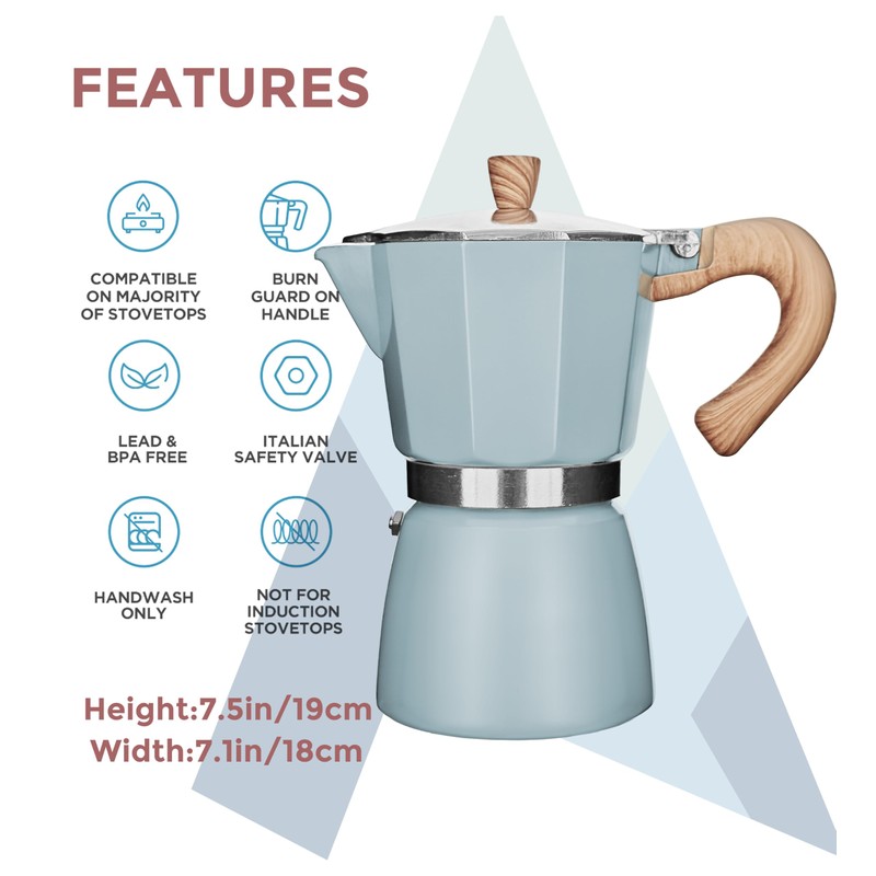 AGOGO Milano Moka pot, Stovetop Espresso maker, Greca Coffee Maker,
