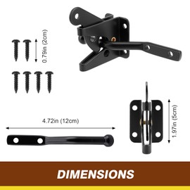 Tolstil Heavy Duty Self-Locking Gate Latch – Automatic Gravity Lever for Wooden Gates & Fences – Black Steel Door Latch with Pull String & Long Fixings