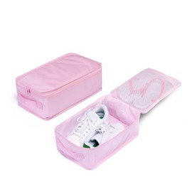 Travel Shoe Bags, Foldable Waterproof Shoe Pouches Organizer-Double Layer (2 Pink Shoe Bags)