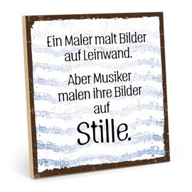 TypeStoff Wooden Sign with Saying - Music - Vintage Look with Quote as a Gift and Decoration on the Theme of Silence and Mood - HS-00695