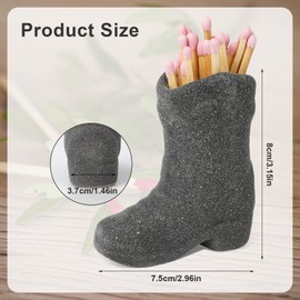 Cowboy Boot Match Holder, Lovely Ceramic Boot Match Holder with Striker Indoor Decoration Accessory for Bathroom Bedroom Kitchen (White)