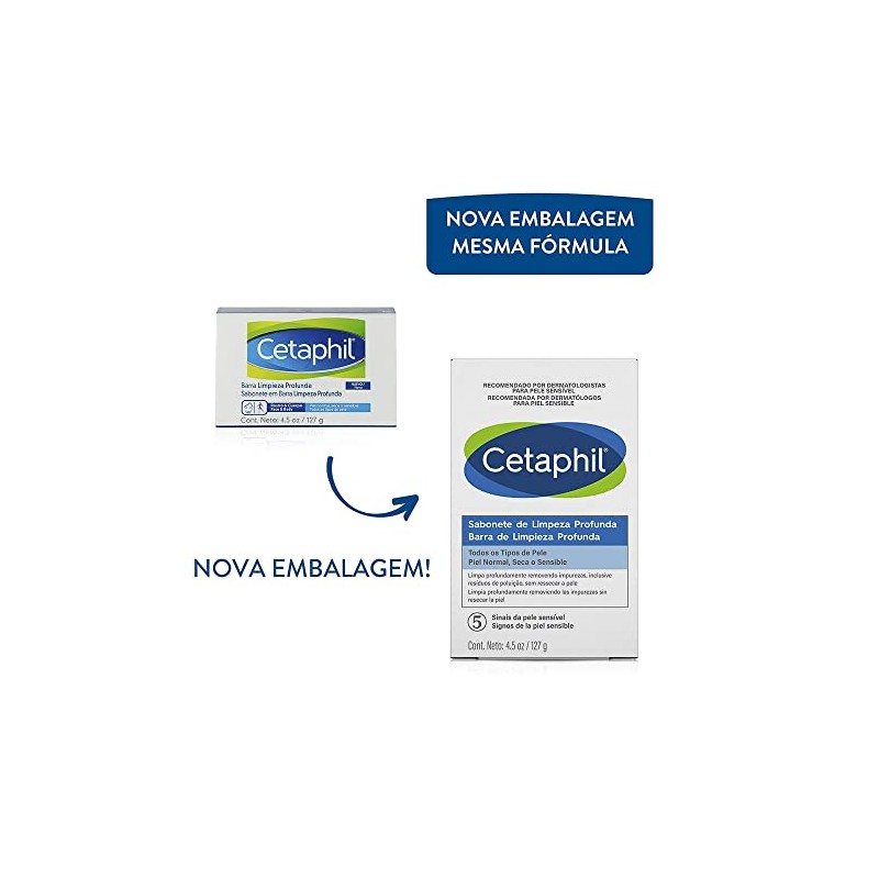Cetaphil Barra Dermolimpiadora Limpieza Profunda sin Resequedad, con Glicerina y