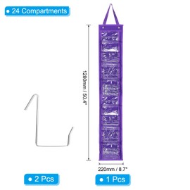 PATIKIL 24 Compartments Vinyl Roll Holder, Vinyl Storage Organizer Wall Mount/Over Door Roll Storage with 2 Hooks and Hanging Strap for Home Room, Purple