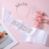 Bride Sash White Pearls Rhinestones Bride Sash with Headband Bachelor