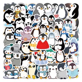 Kechup Kechup Cute Penguin Stickers for Kids Teens 60PCS Kawaii Animal Stickers for Water Bottles Laptop Luggage Scrapbook, Vinyl Waterproof Cartoon Stickers for Kids
