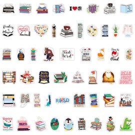 N/C Reading Stickers 100 Pcs,Waterproof Motivational Book Lover Decals Stickers for Scrapbook Laptop Water Bottle Luggage Notebook Phone Decoration for Kids Teens Girls Books Study