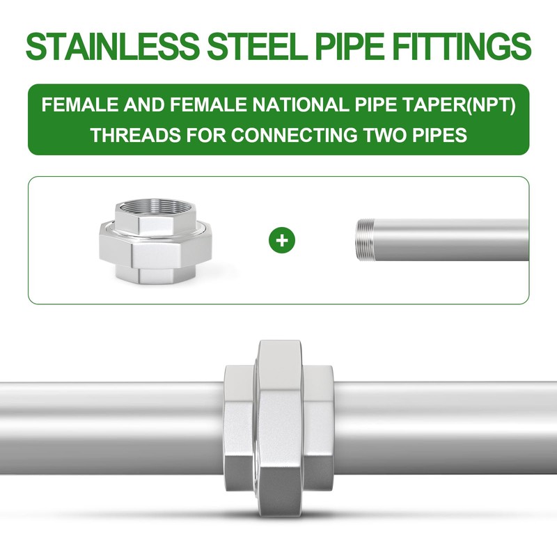 TAISHER 1PCS 304 Stainless Steel Union，1-1/2" NPT Female Cast Pipe