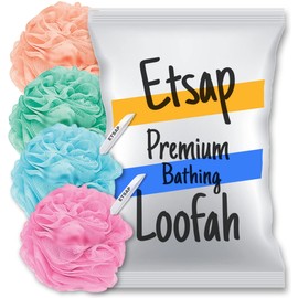 ETSAP Premium Bathing Round Loofah for Men and Women (Pack of 4)(color may very)