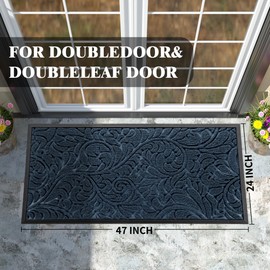 Yimobra Sturdy Door Mat, Heavy Duty Front Welcome Mats for Home Entrance Outdoor Indoor, Doormat for Outside Back Patio Floor Entry Porch Garage Office, Weather Resistant Easy Clean, 47 x 24, Blue