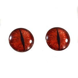 16mm Red Narrow Dragon Glass Eyes Doll Irises for Art Polymer Clay Taxidermy Sculptures or Jewelry Making Set of 2