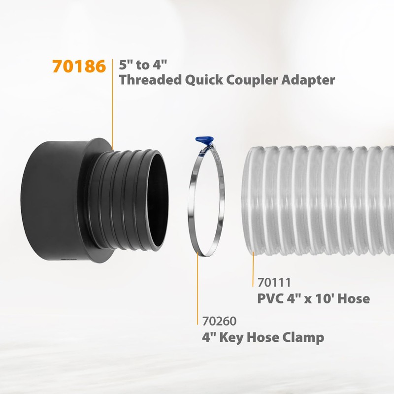 POWERTEC 70186 Threaded Dust Collection Quick Coupler Adapter, 5 x