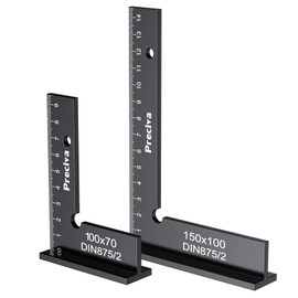 Preciva Engineer's Square Set, 2 Pieces, 90° Try Square, Carpenter's Square with Measuring Scale (cm) for Precise Work in Metal Construction and Workshop, Size 100 x 70 mm and 150 x 100 mm