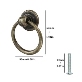 YMAISS 14packs Cabinet Ring Handles Drop Ring Knobs Single Hole Dresser Pulls,Vintage Round Ring Drawer Pulls,Circle Drawer Pulls for Cabinet Drawer Cupboard Wardrobe,Bronze