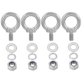 PATIKIL M8 x 15mm Eye Bolt with Nut, 4 Pack 304 Stainless Steel Lifting Shoulder Eyebolt Lift Thread Screws for Hanging, Silver
