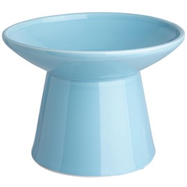 KITCHENLESTAR Ceramic Elevated Cat Bowls - 6.2 Inch Extra Wide Raised Cat Food and Water Bowl Set for Indoor Cats, Whisker-Friendly Ceramic Cat Dish for Elder Big Cats & Small Dogs,Blue,1 Pack