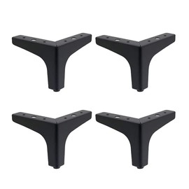 Hyever Metal Sofa Legs Furniture Replacement Leg Black Sofa Feet Heavy Duty Triangle Cabinet Feet Set of 4 (Black 4 Inch)