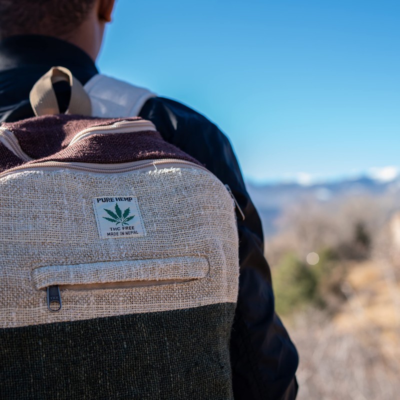 Large Hemp Backpack Multi 8 Functional Pocket Bag - Eco