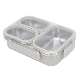 TOPINCN Stainless Steel Bentos Box for Adult, Leakproof Lunch Box Divided Food Meal Storage Containers Heatable 3 Compartments Rectangular Food Container 1.2L Capacity Snack Boxes (Grey)
