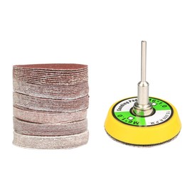 Treki Pack of 60 50 mm Velcro Sandpaper with Sanding Disc 3 mm Shank Mini Sanding Discs Pad Kit 100/240/600/800/1000/2000 Grit, Round Sanding Pads Sanding Attachment for Drill for Wood Metal
