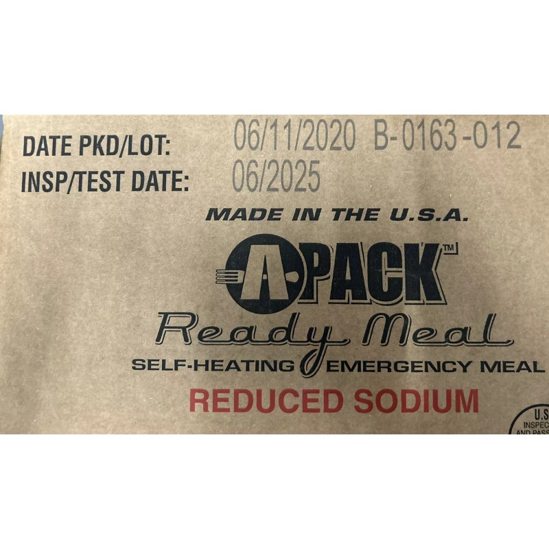 APACK MRE A-Pack Ready Meal Reduced Sodium Self-Heating Emergency Meal
