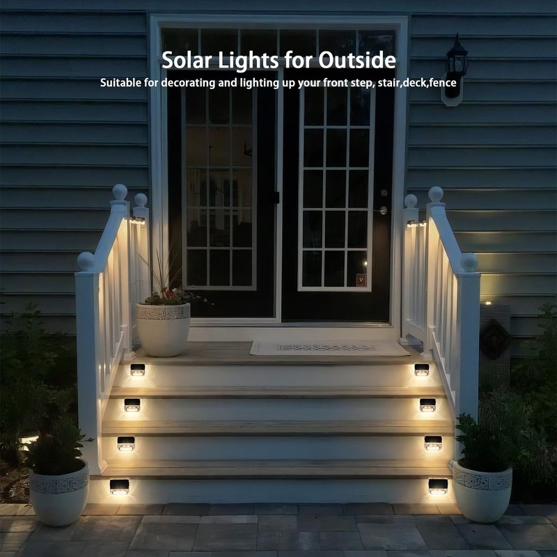 Qualdout Solar Outdoor Lights, 8 Pack Solar Fence Deck Lights,