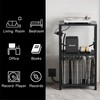 YAKANJ End Table with LED Light,Record Player Stand with Charging