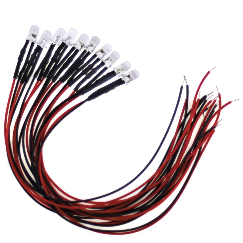 10 x 5 mm LED, 24 Volt, Green; with 20