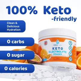 Ultra Lyte Keto Powder – Fresh Maracuja Orange Electrolytes – 0 Carbs, 30 Servings – Potassium, Magnesium, Sodium – Keto & Fasting Friendly – Sugar-Free Formula