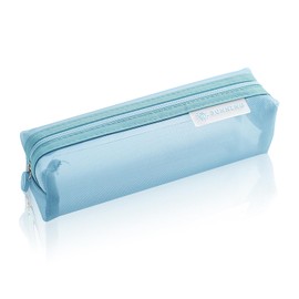 Rumyve Transparent Pencil Cases - Set of 1, Zippered Pouches for Exams and Organizing Office Supplies & Cosmetics(Blue)