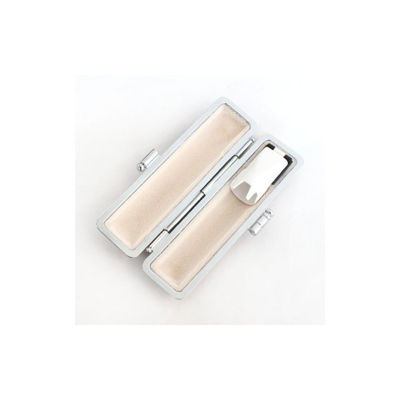 印鑑ケース シルバー枠 ＳＴニュークロコケース ベージュ （10.5ｍｍ～12ｍｍ） 朱肉付き 認印 銀行印 用 (ベージュ)