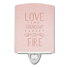 Caroline's Treasures BB5459CNL Love is a Friendship Ceramic Night Light Compact, UL-Certified, Ideal for Bedroom, Bathroom, Nursery, Hallway, Kitchen, 6x4x3, Multicolor