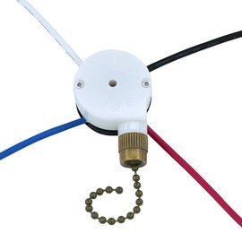 Ceiling Fan Switch Zing Ear ZE-208S E89885 3 Speed 4 Wire Pull Chain with 4 Pre-Installed Wires Light Fan Switch Replacement (Bronze)