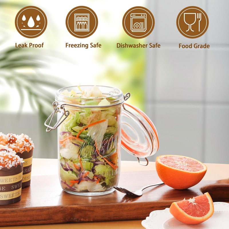 Jeitae 24oz Wide Mouth Mason Jars – 4 Pack Glass